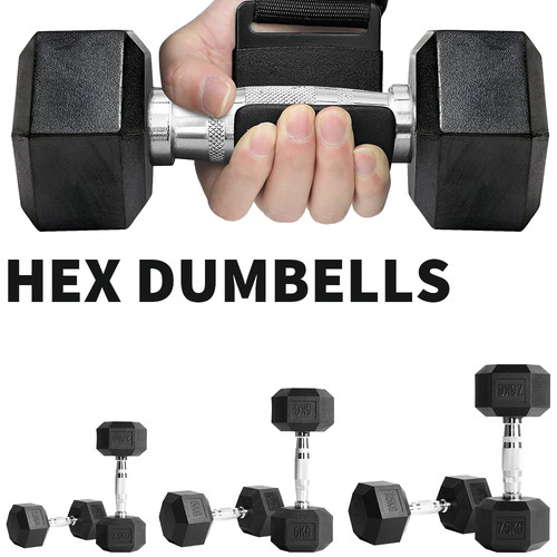Hex dumbbells set 5kg - dumbbells, pair
