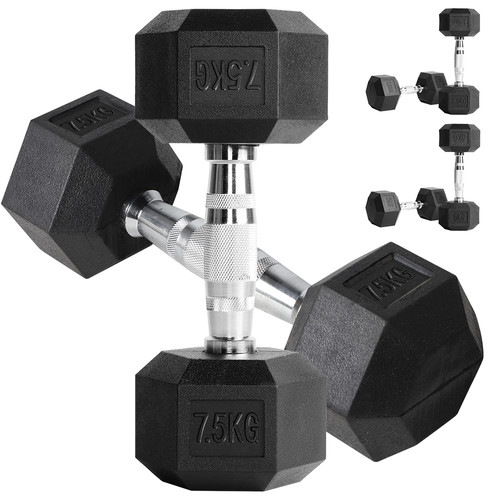 Hex dumbbells set 5kg pair - set, 5-7.5kg