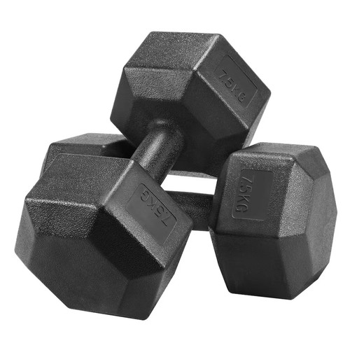Hex dumbbells 5kg pair - dumbbells, 15kg