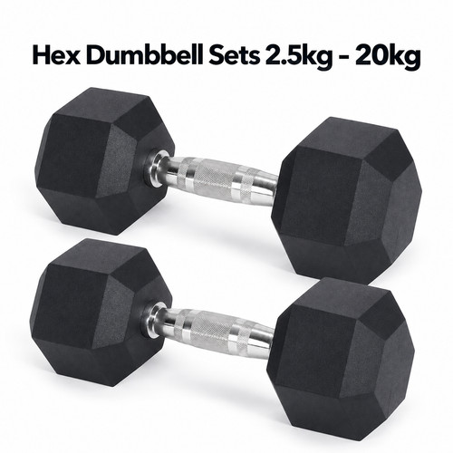 Hex dumbbells set 5kg - dumbbells, 2.5kg-20kg