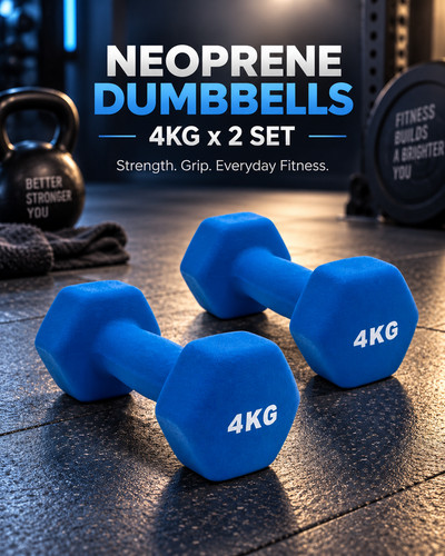 4kg neoprene dumbbells - 2x,