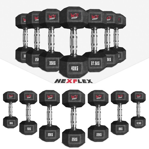 Hex dumbbells rubber - hex, encased