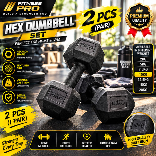 10kg pair rubber - 10kg, hex